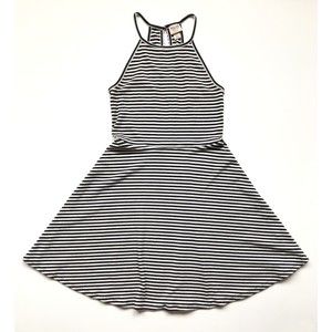 Mossimo Black and White Striped Fit and Flare Halter Dress Women’s Size Medium